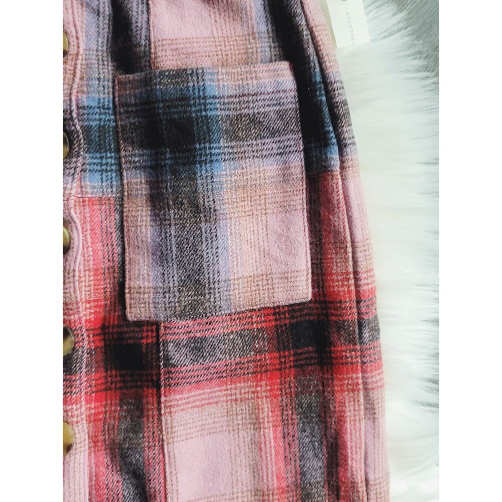 Anthropologie Pink Fringed Plaid Mini Skirt - New - Size 6 - Picture 9 of 9